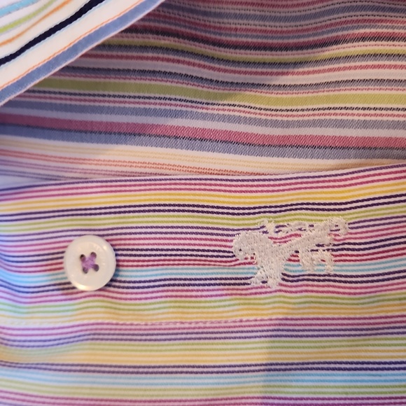 Bugatchi Uomo colourful striped shirt, size medium - Picture 9 of 9